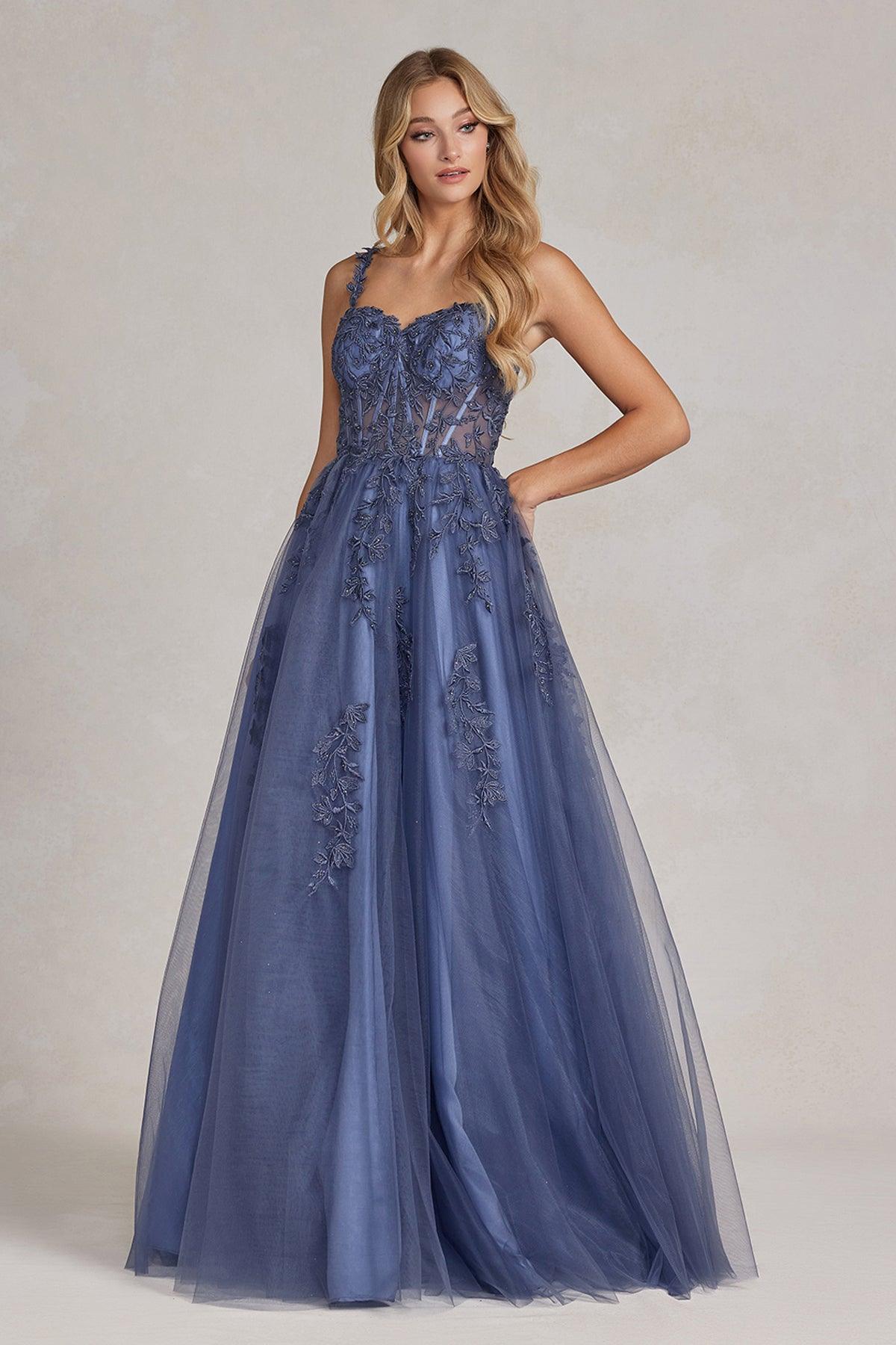 steel grey prom dresses Mermaid Deep V-Neck Sweep Train Grey Tulle Prom Dress US6 / Custom Color