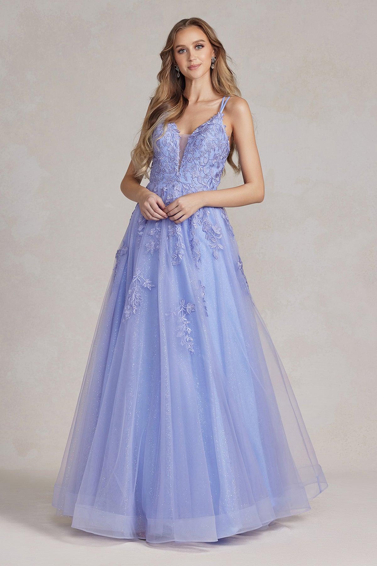 Nox Anabel T1136 Prom Long Spaghetti Strap Formal Gown Periwinkle