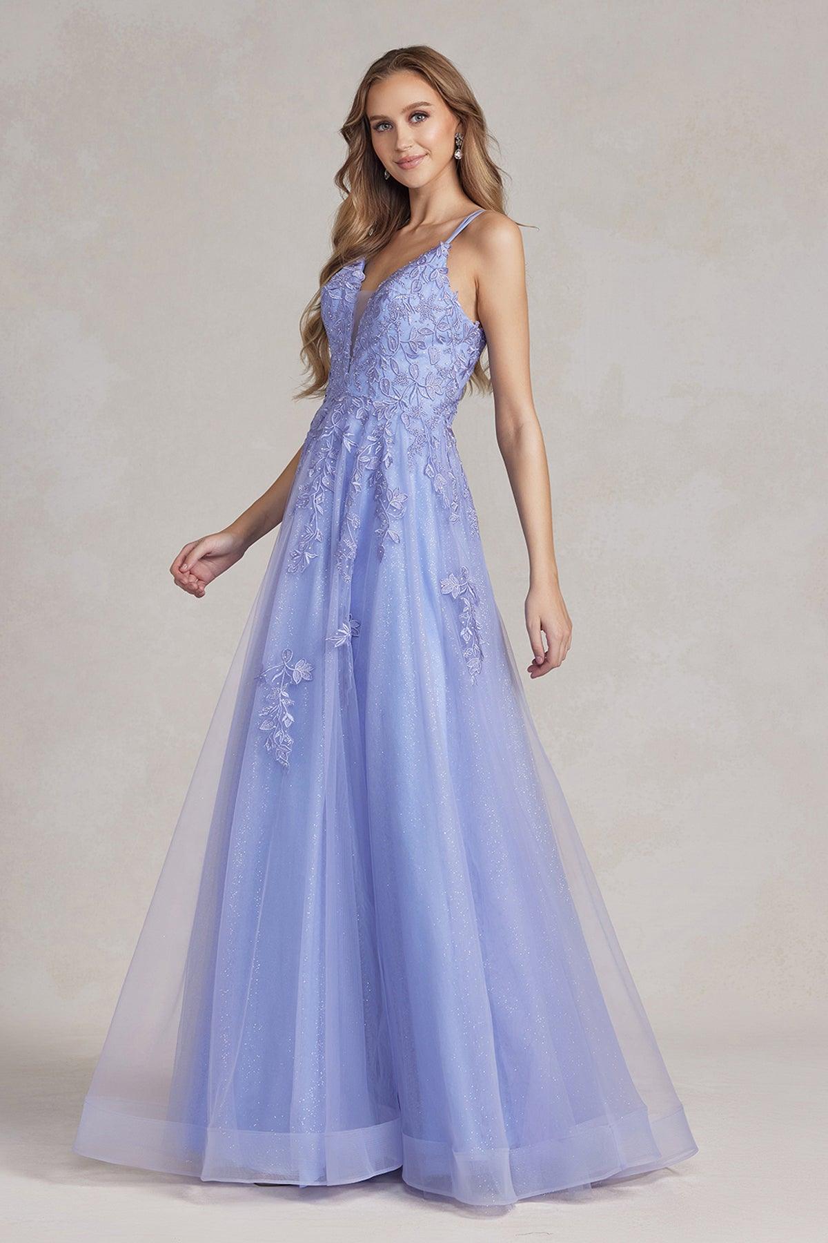 Nox Anabel T1136 Prom Long Spaghetti Strap Formal Gown Periwinkle