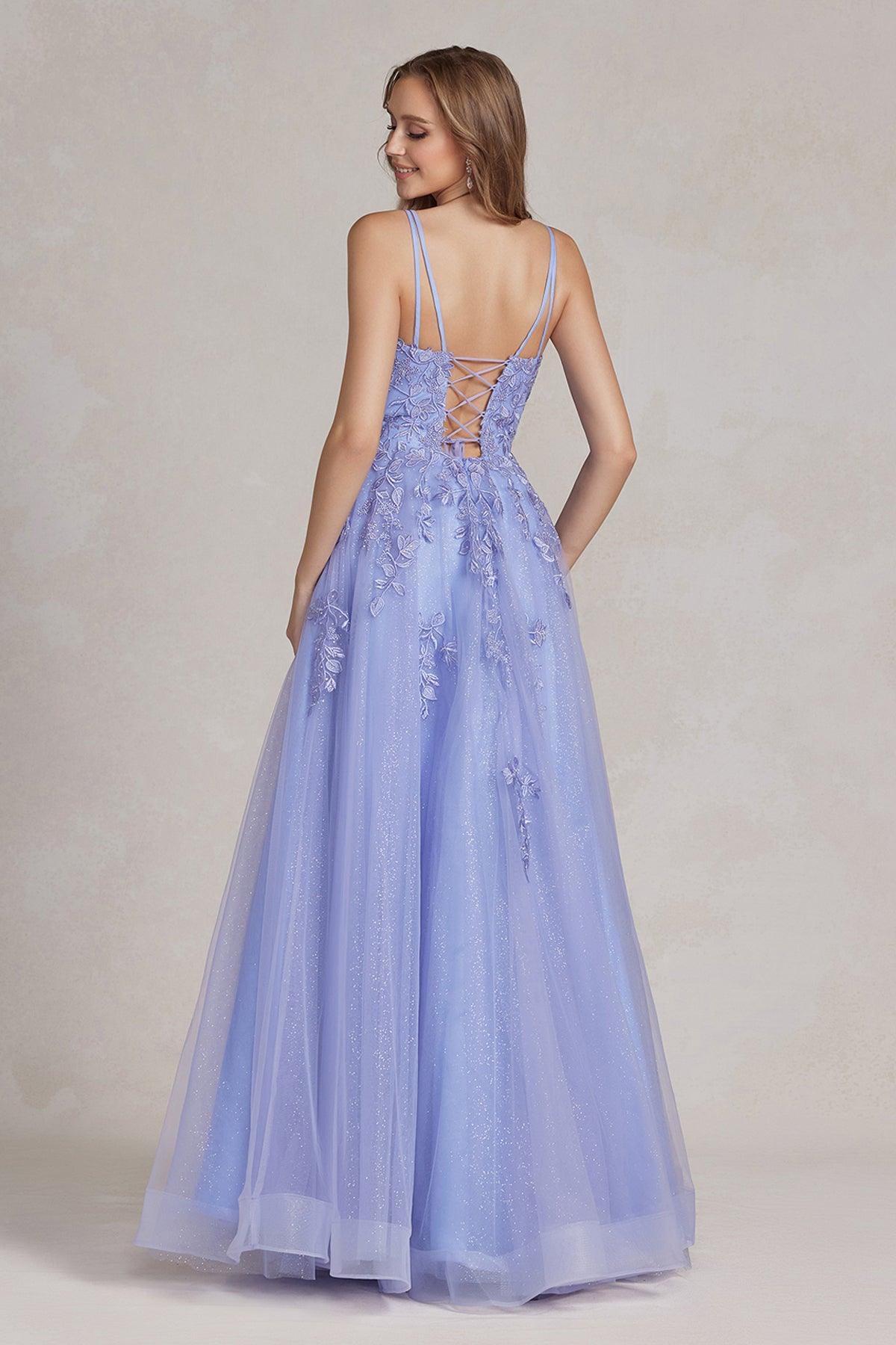 Nox Anabel T1136 Prom Long Spaghetti Strap Formal Gown Periwinkle