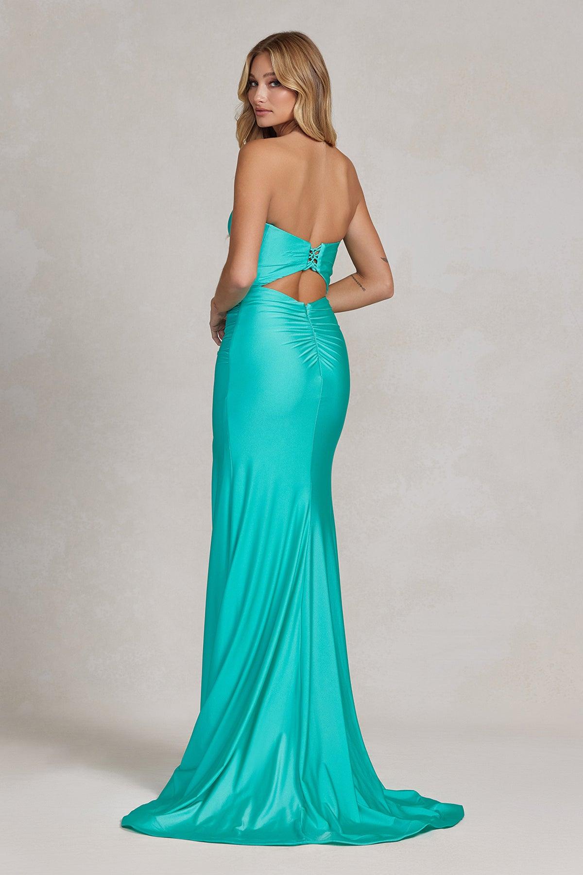 Nox Anabel T1139 Sexy Long Strapless Formal Prom Gown Atlantic Blue