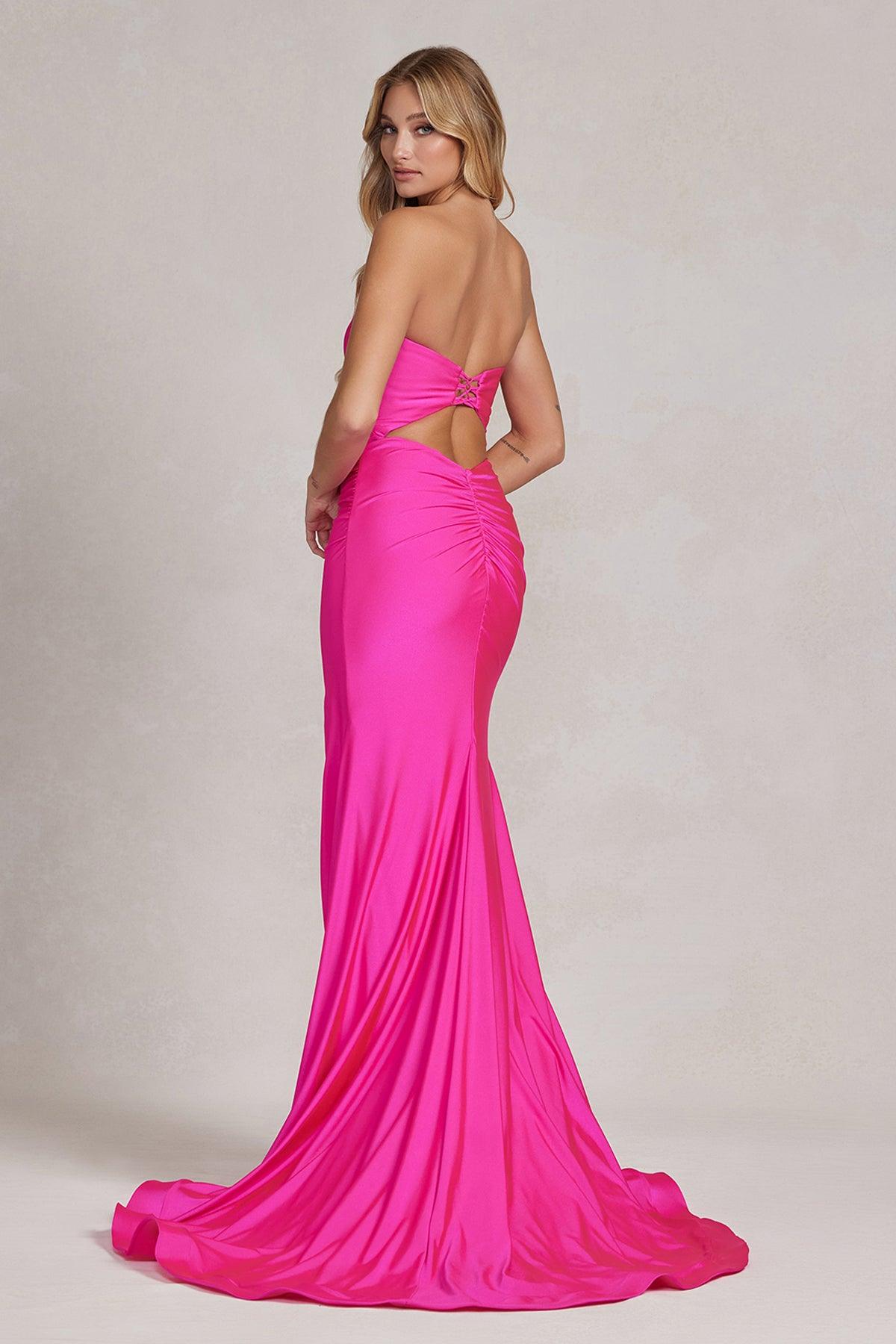 Nox Anabel T1139 Long Formal Fitted Prom Dress - Fuchsia / 16