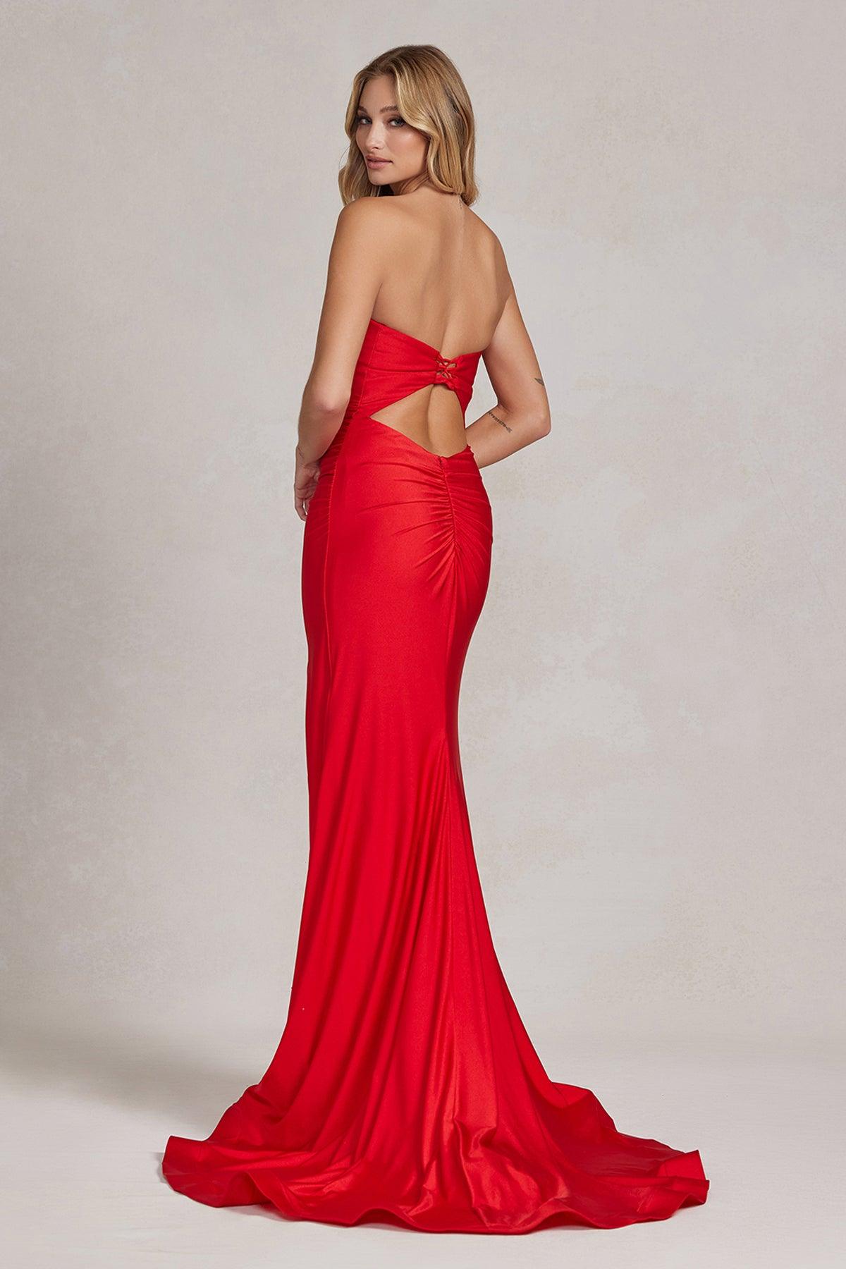 Nox Anabel T1139 Sexy Long Strapless Formal Prom Gown Fuchsia
