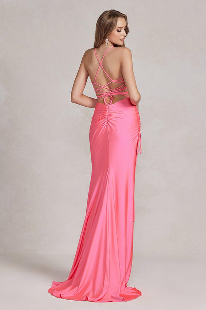 Nox Anabel T1140 Long Spaghetti Strap Sexy Prom Dress Apple Red