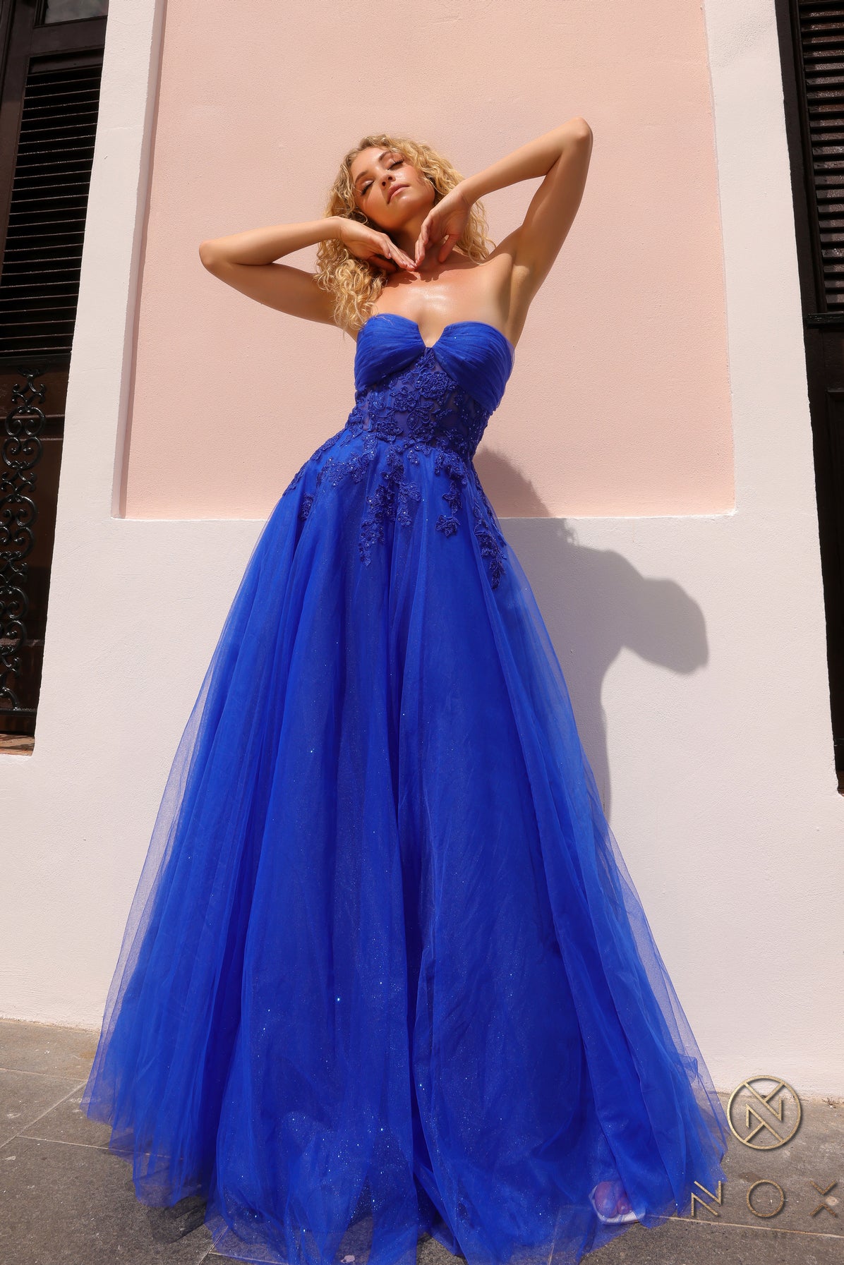 Nox Anabel 1326-T Embroidered A-line Glitter Tulle Formal Prom Gown main image 0