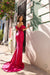 Prom Dresses Long Fitted Formal Detachable Sleeves Prom Dress Fuchsia