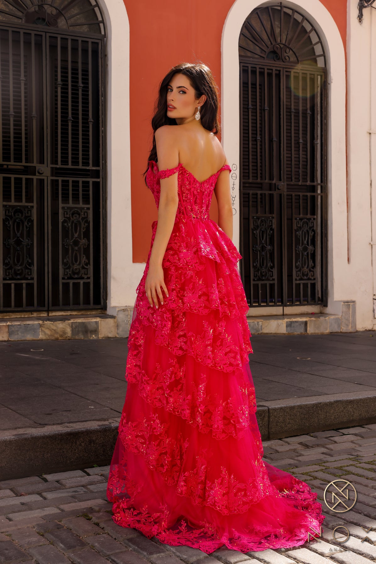 Nox Anabel T1335 A Line  Long Formal Evening Lace Prom Dress