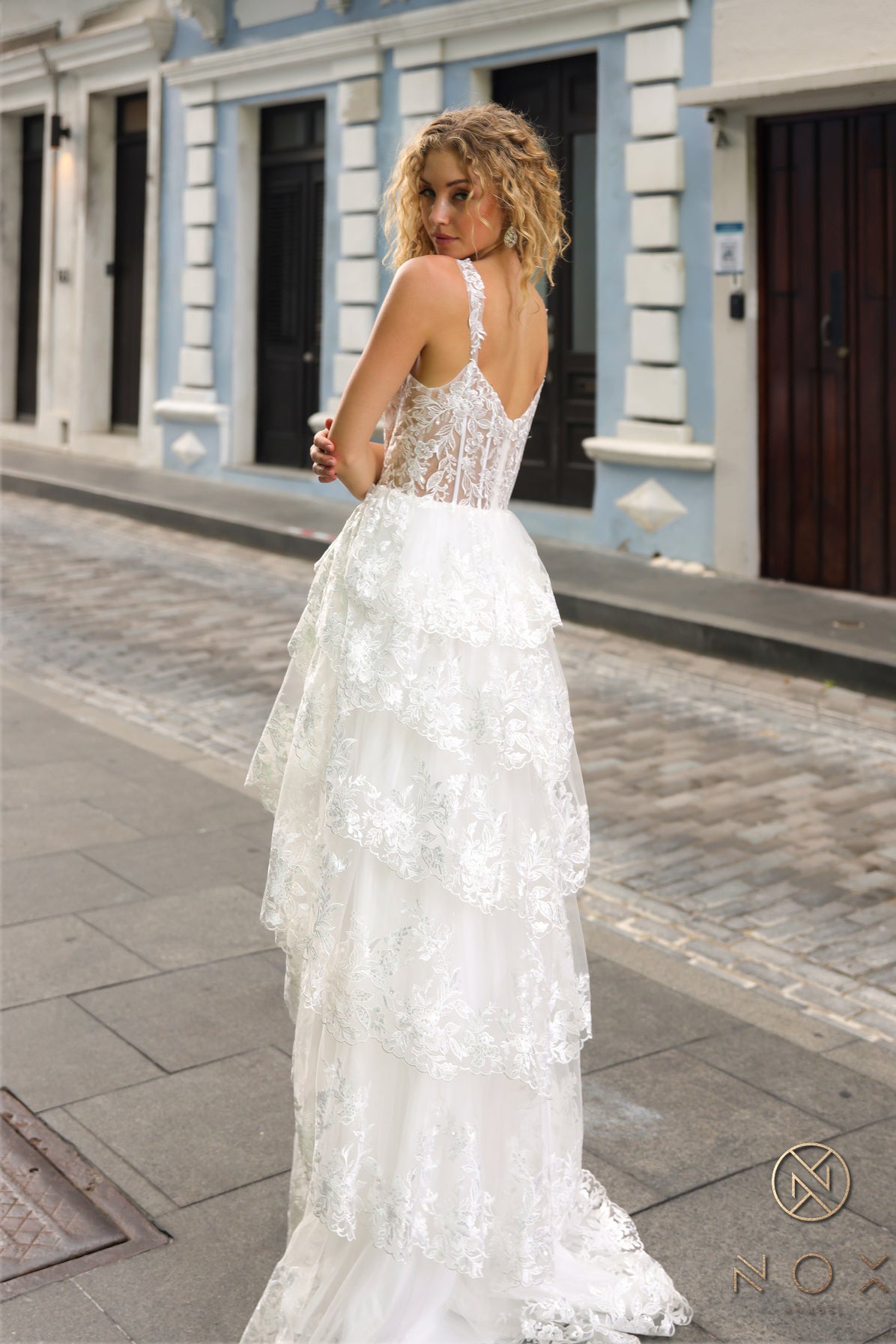 Nox Anabel T1335 A Line  Long Formal Evening Lace Prom Dress