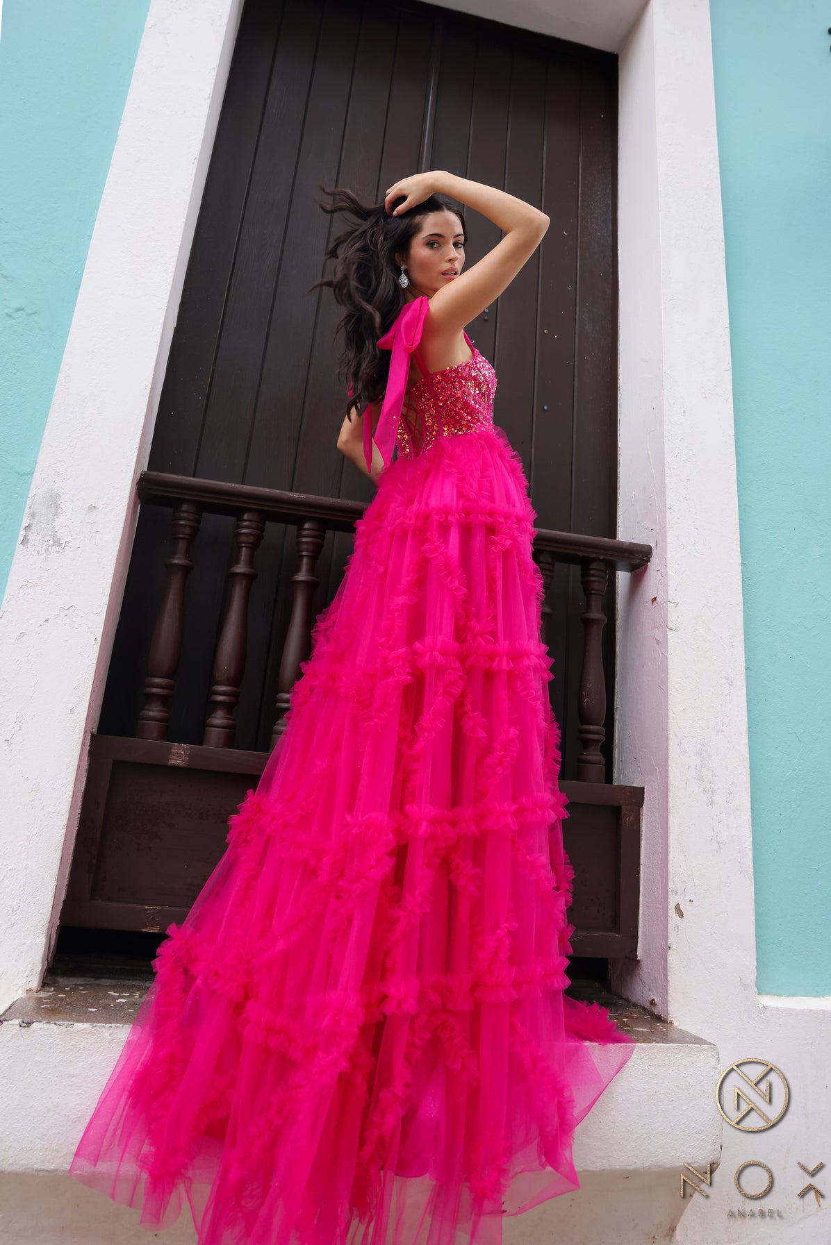 Nox Anabel T1340 Long Beaded Formal A Line Prom Gown