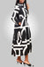Formal Dresses Long Sleeve Tiered Cotton Midi Dress Black White