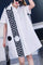 Cocktail Dresses Short Sleeve Greek Pattern Button Down Dress White