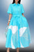 Cocktail Dresses Short Sleeve Button Down Drawstring Midi Dress Turquoise