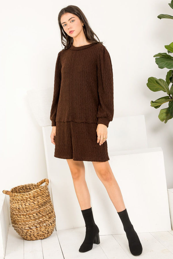 Short Long Sleeve Knit Dress
