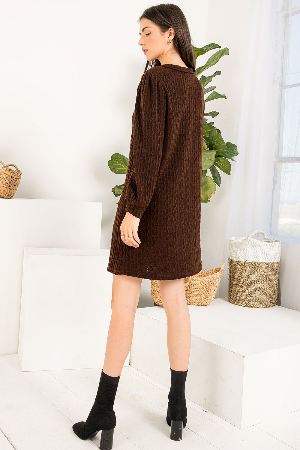 Short Long Sleeve Knit Dress
