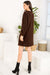 Cocktail Dresses Short Long Sleeve Knit Dress Brown