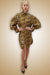 Cocktail Dresses Long Sleeve Leopard Snakeskin Leather Button Down Dress Leopard