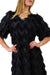 Cocktail Dresses Short Sleeve Fringe V Neck Dress Black