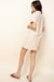 Cocktail Dresses Short Button Up Striped Collared Dress Beige
