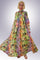 Formal Dresses Long Sleeve Floral Print Chiffon Dress Multi Green