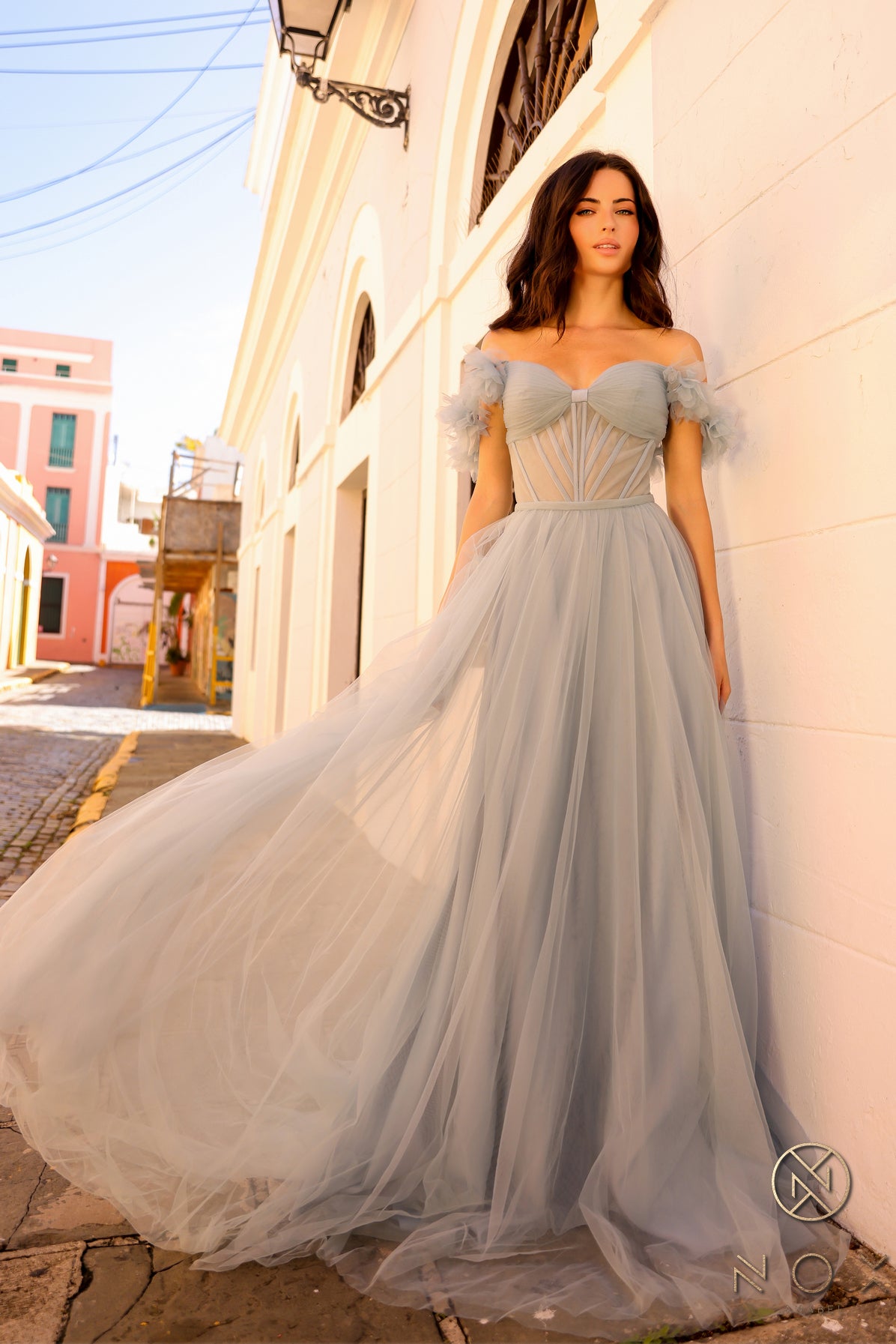 Modest Blue A-line Long Sleeves Prom Dress,Blue Formal Dress Y6204