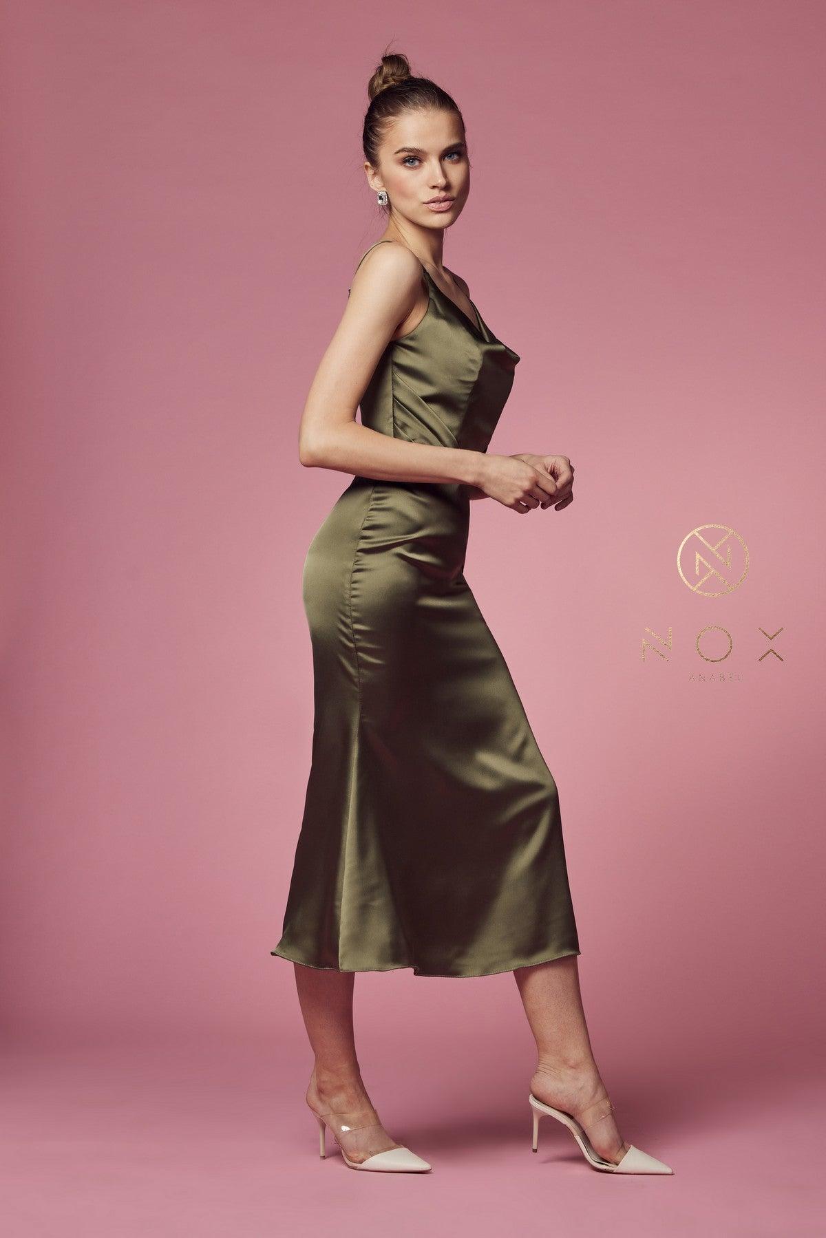A-Line Long Prom Dress Olive
