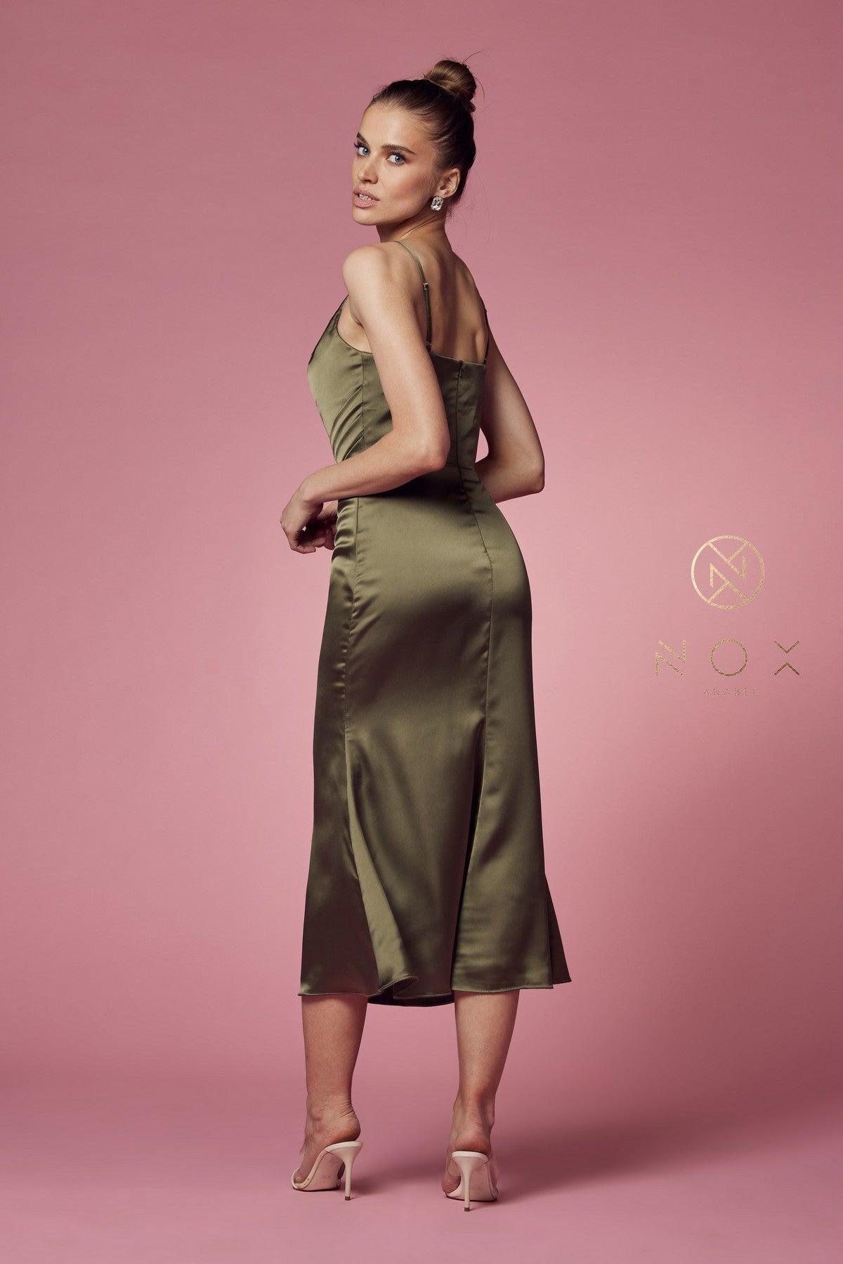 A-Line Long Prom Dress Olive