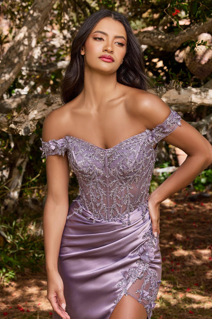 A Line Off Shoulder Sexy Long Prom Dress Dusty Lavender