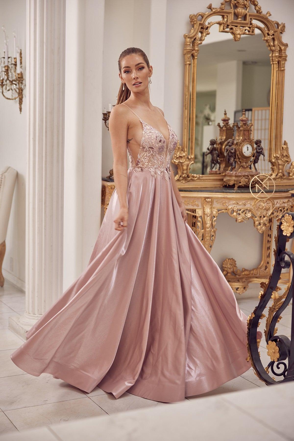A-Line Sexy Long Prom Dress - Mauve / 6 A-Line Sexy Long Prom Dress - Mauve / 6