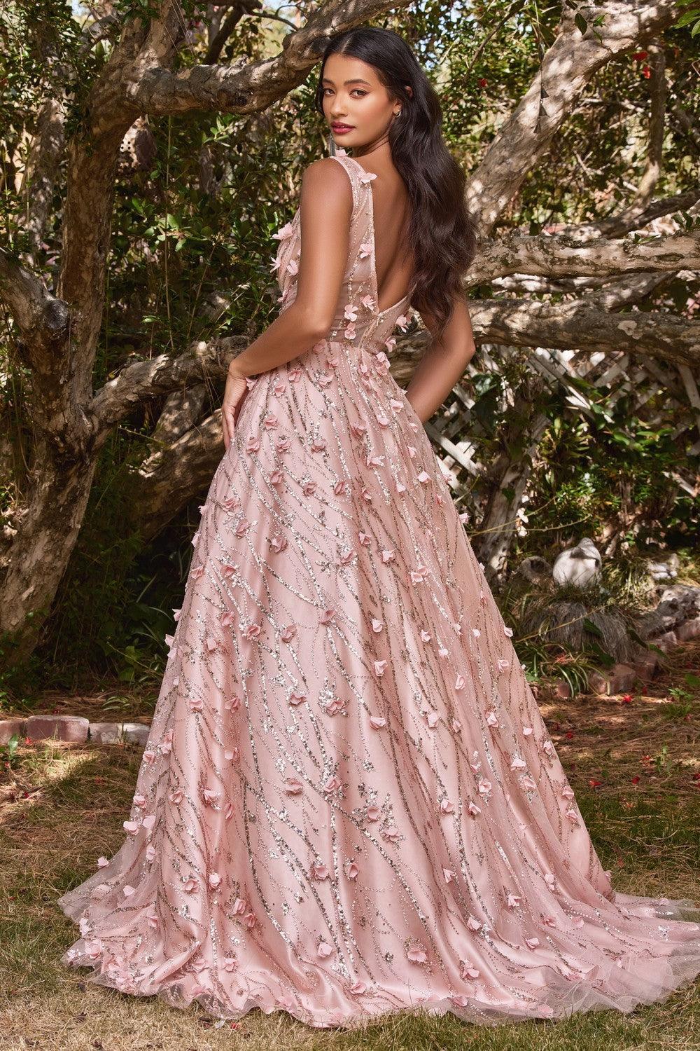 A Line Sleeveless Long Prom Gown - The Dress Outlet