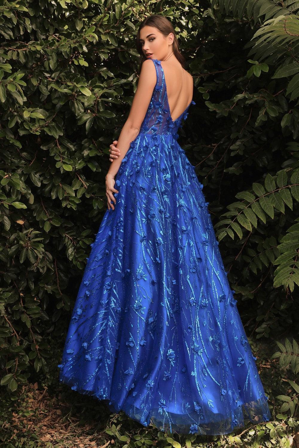 A Line Sleeveless Long Prom Gown - The Dress Outlet