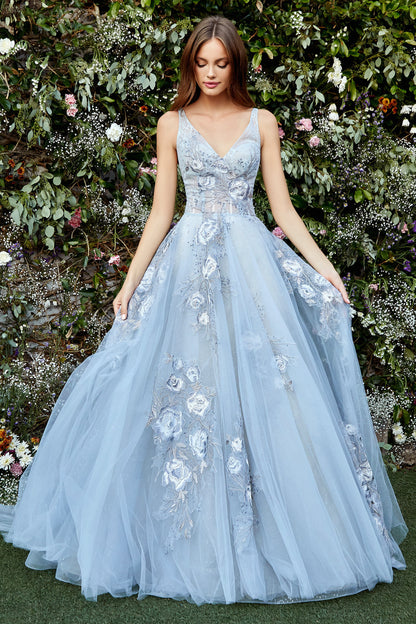 Prom Dresses Sleeveless Long A-Line Prom Dress Paris Blue