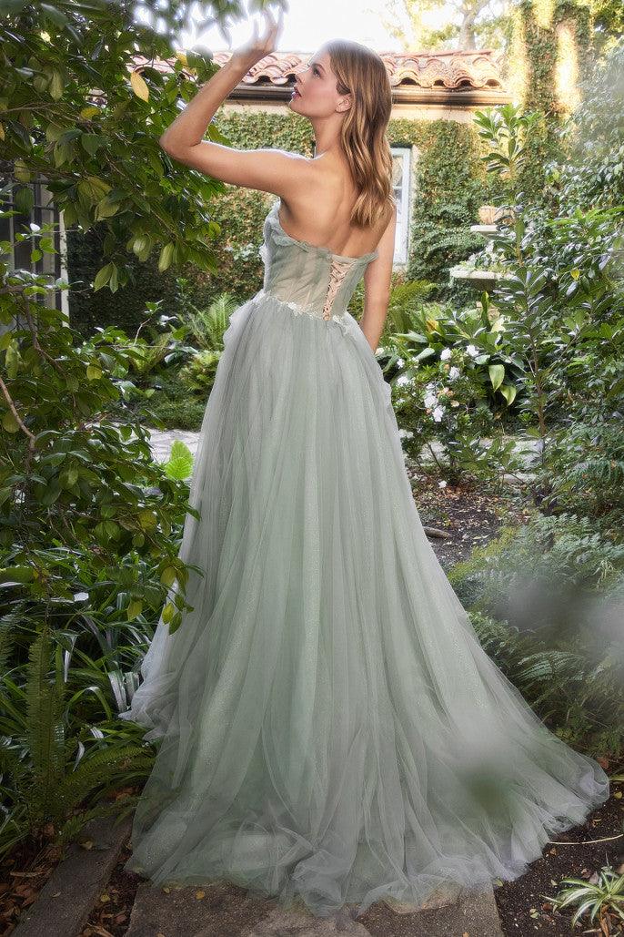 Andrea & Leo A1015 Strapless Drape Ball Gown Sage 2