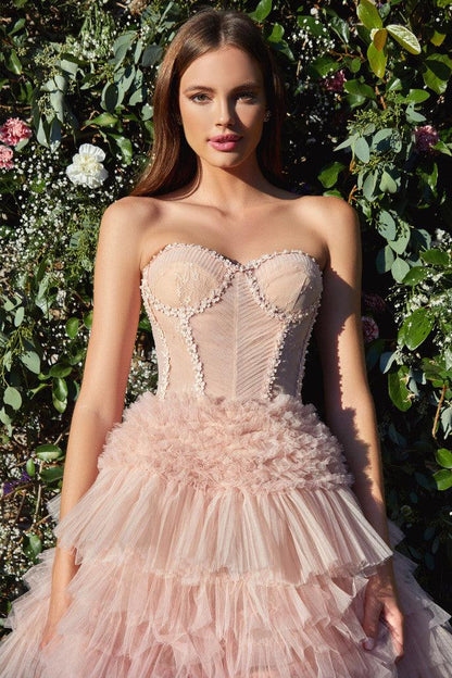 Andrea & Leo A1017 Strapless Ruffle Ball Gown Blush 2