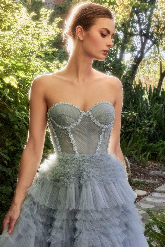 Andrea & Leo A1017 Strapless Ruffle Ball Gown Paris Blue 2