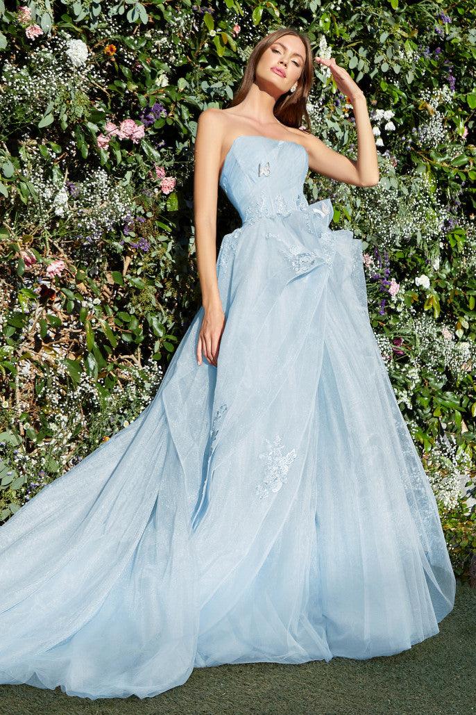 Andrea & Leo A1021 Strapless Tulle Ball Gown Blue 3