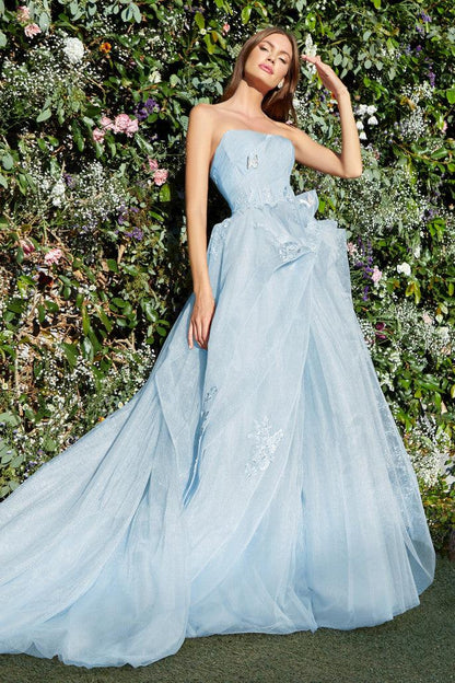 Andrea & Leo A1021 Strapless Tulle Ball Gown Blue 3