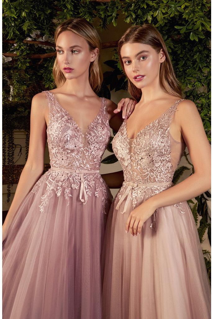 Andrea & Leo A1045 Sleeveless Lace Tulle Prom Gown