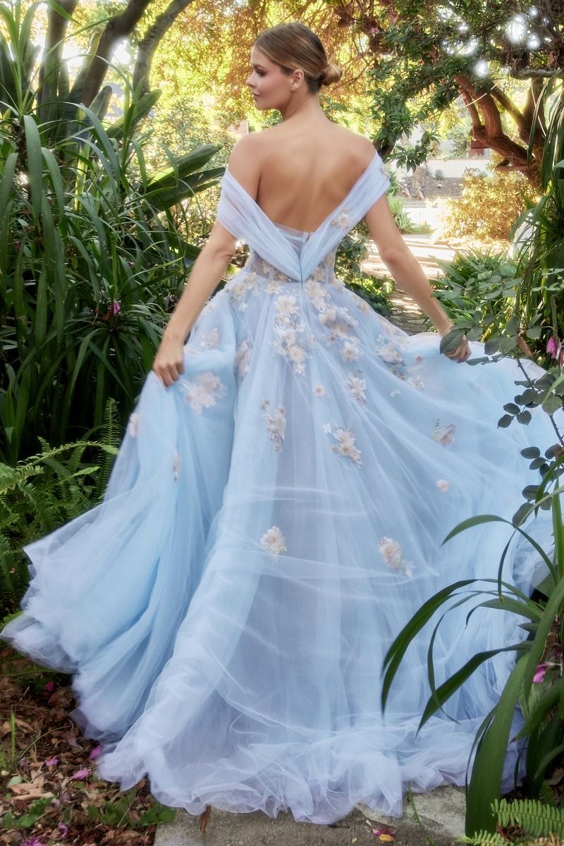 Blue Andrea & Leo A1048 Long Off Shoulder Prom Ball Gown for $598.0 – The Dress Outlet