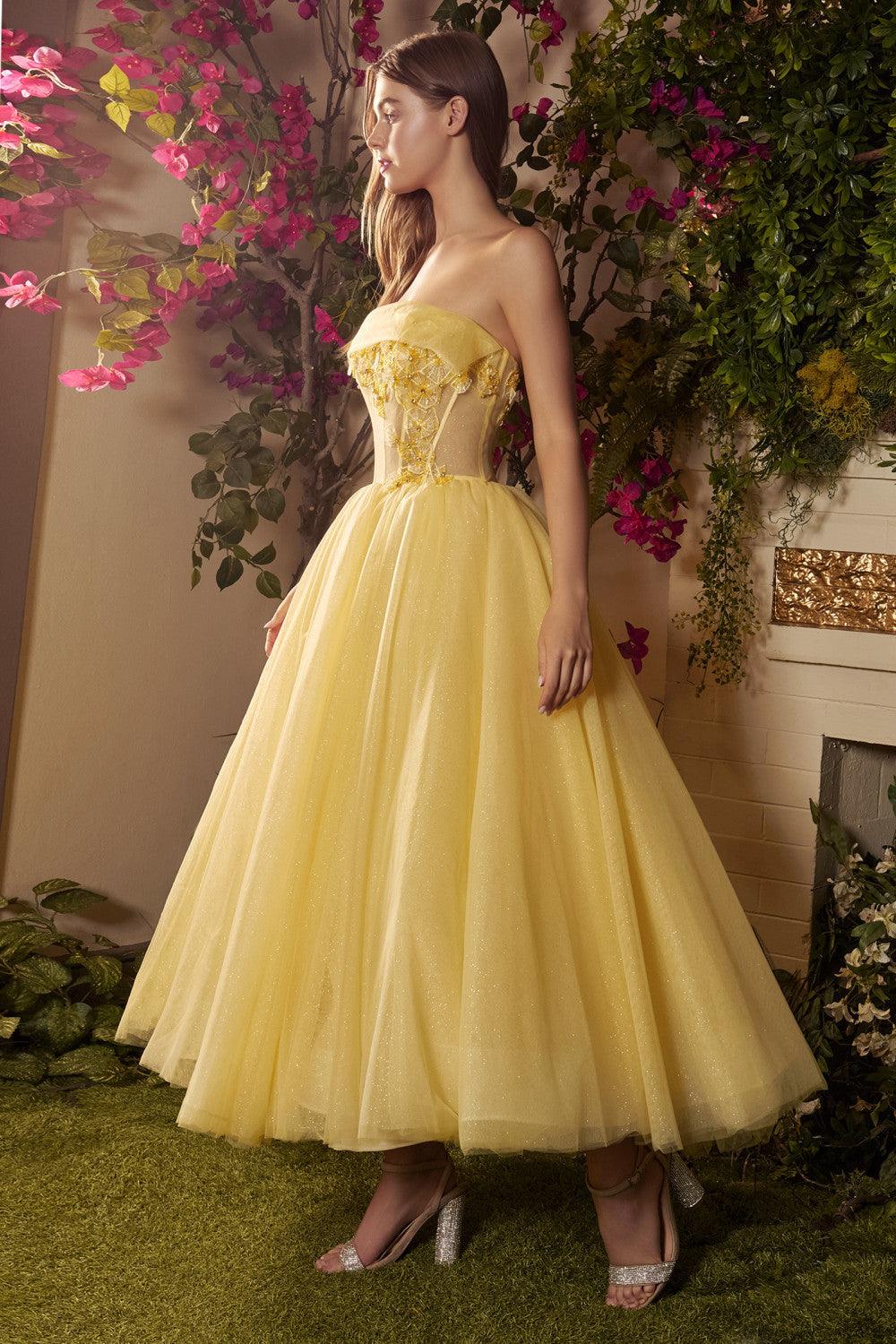 Andrea & Leo A1055 Strapless Tea Length Dress
