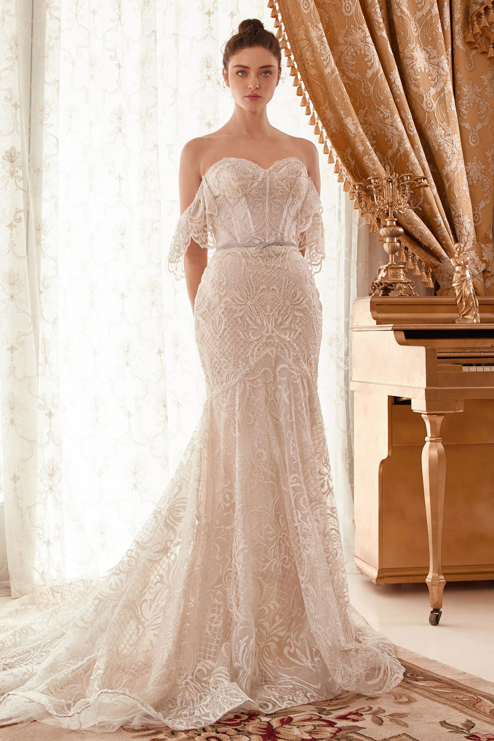 Andrea & Leo WL069 Off White/Nude A-Line Scoop Neckline Lace Wedding Dress
