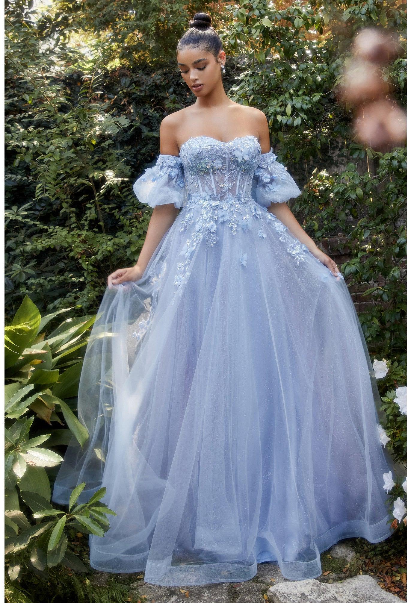 Andrea & Leo A1108 Strapless Floral Prom Gown