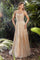 Andrea & Leo A1112 Beaded Sleeve A Line Gown Champagne 1