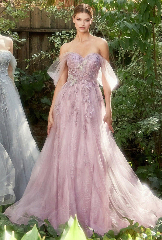 Andrea & Leo A1149 Off the Shoulder Tulle Prom Dress Dusty-Lavender 1