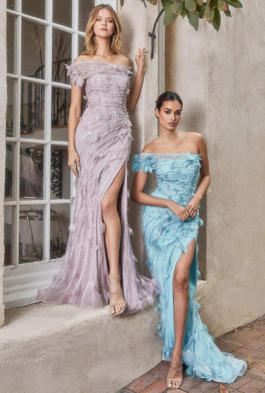 Andrea & Leo A1155 One Shoulder Asymmetrical Gown  Mauve  Cerulean-Blue