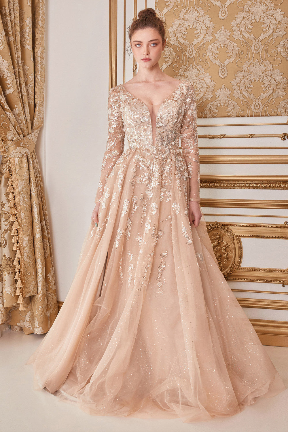 Andrea & Leo A1215 Formal Long Sleeve A-Line Dress
