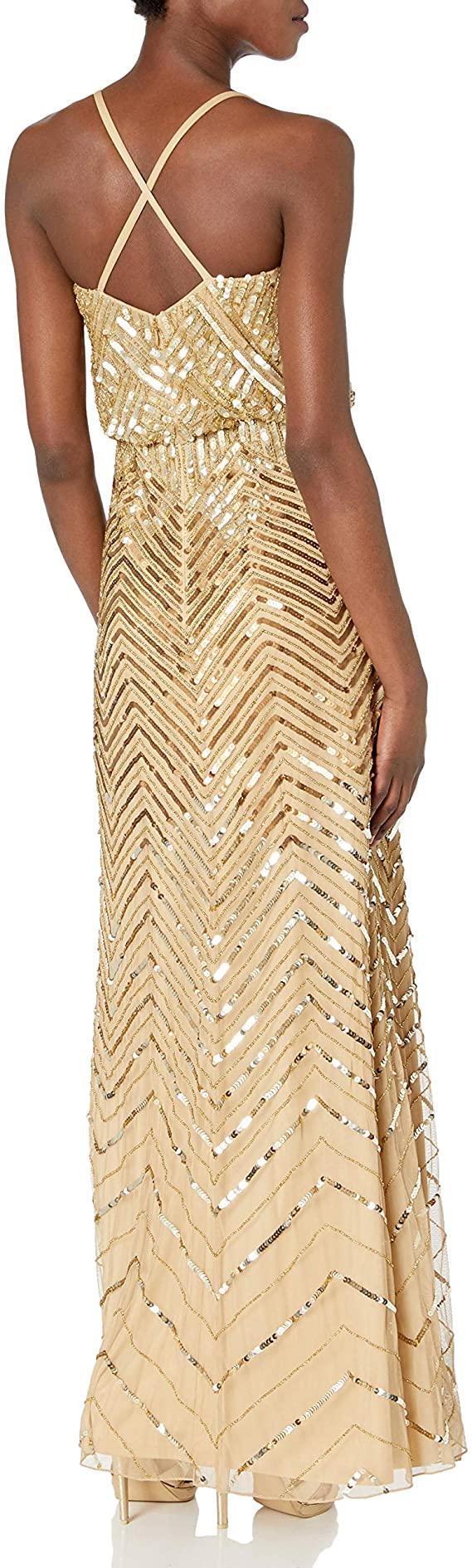 Adrianna Papell Long Beaded Blouson Dress 91869160 - The Dress Outlet