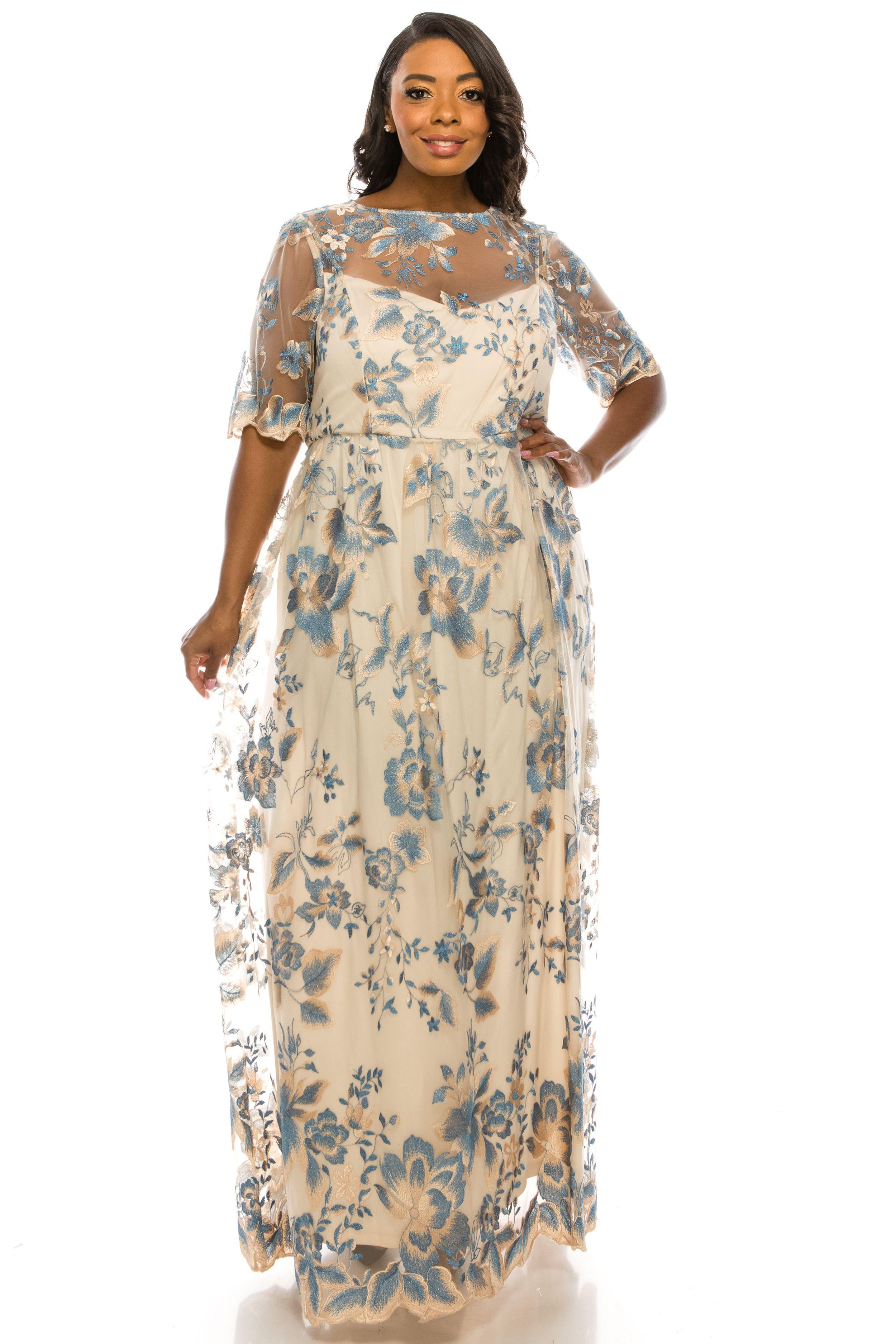 Adrianna Papell Long Floral Evening Gown AP1E200779W - The Dress Outlet