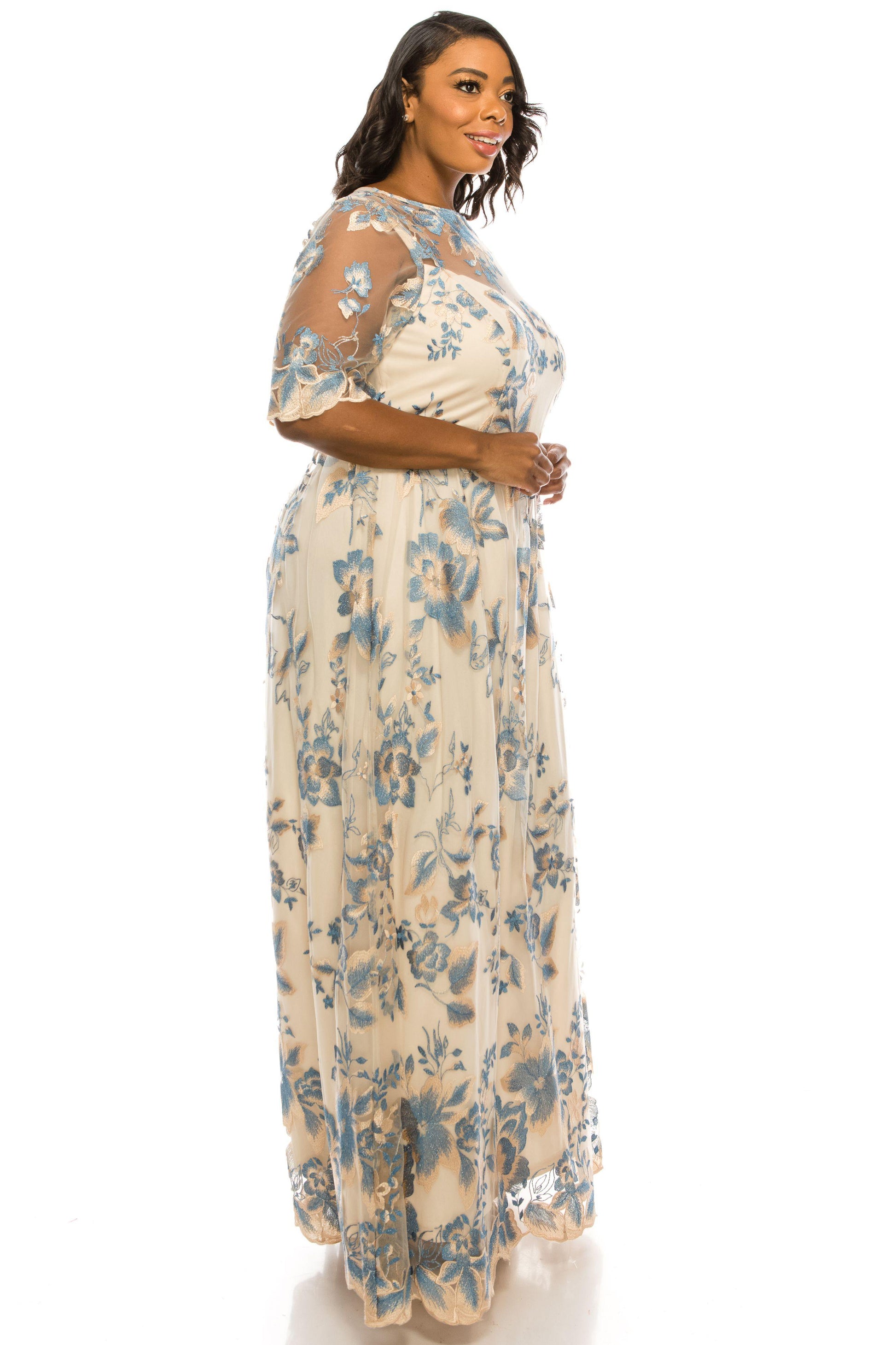 Adrianna Papell AP1E200779W Long Floral Evening Gown
