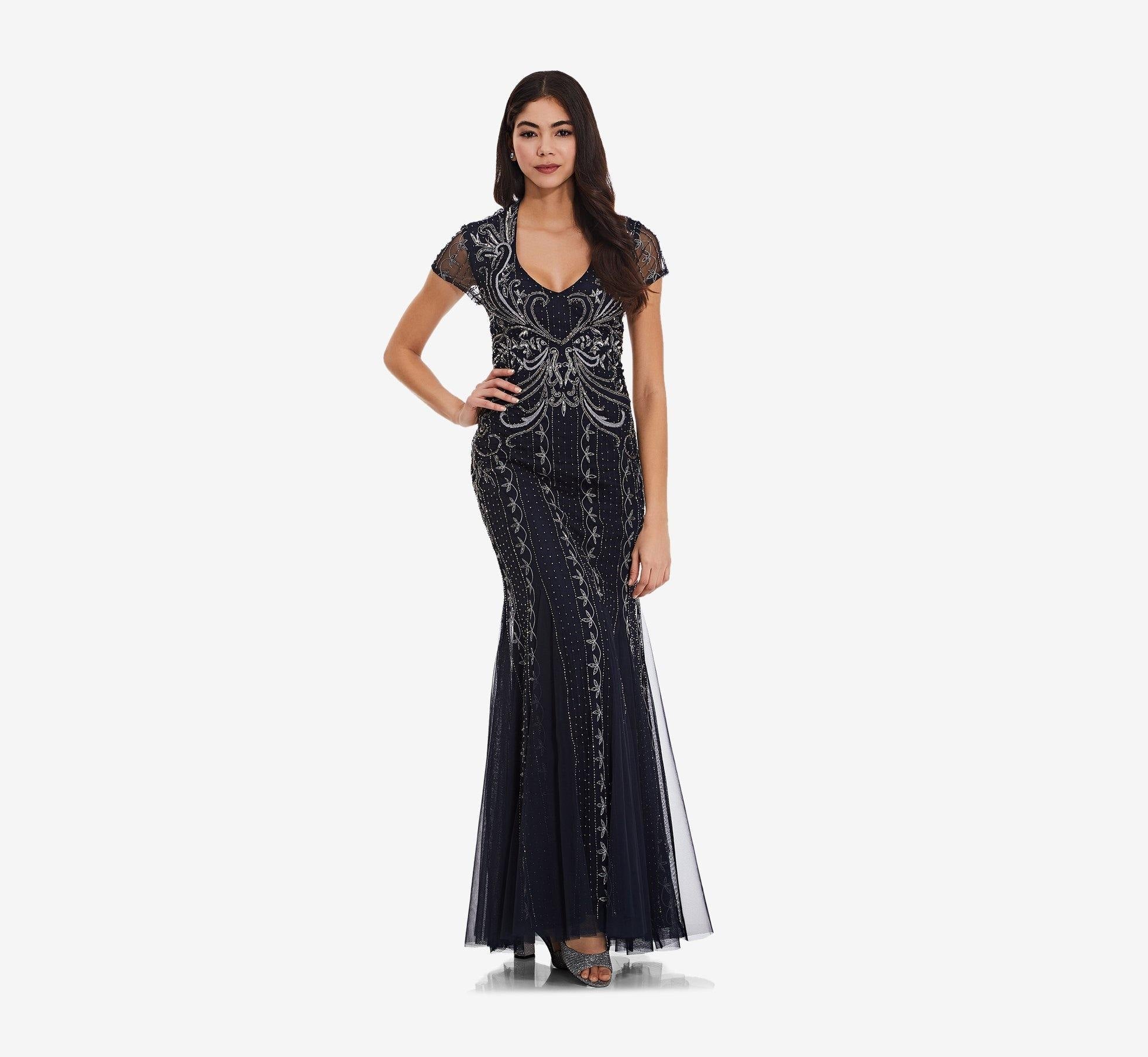 Adrianna Papell Long Formal Beaded Dress AP1E207147 - The Dress Outlet