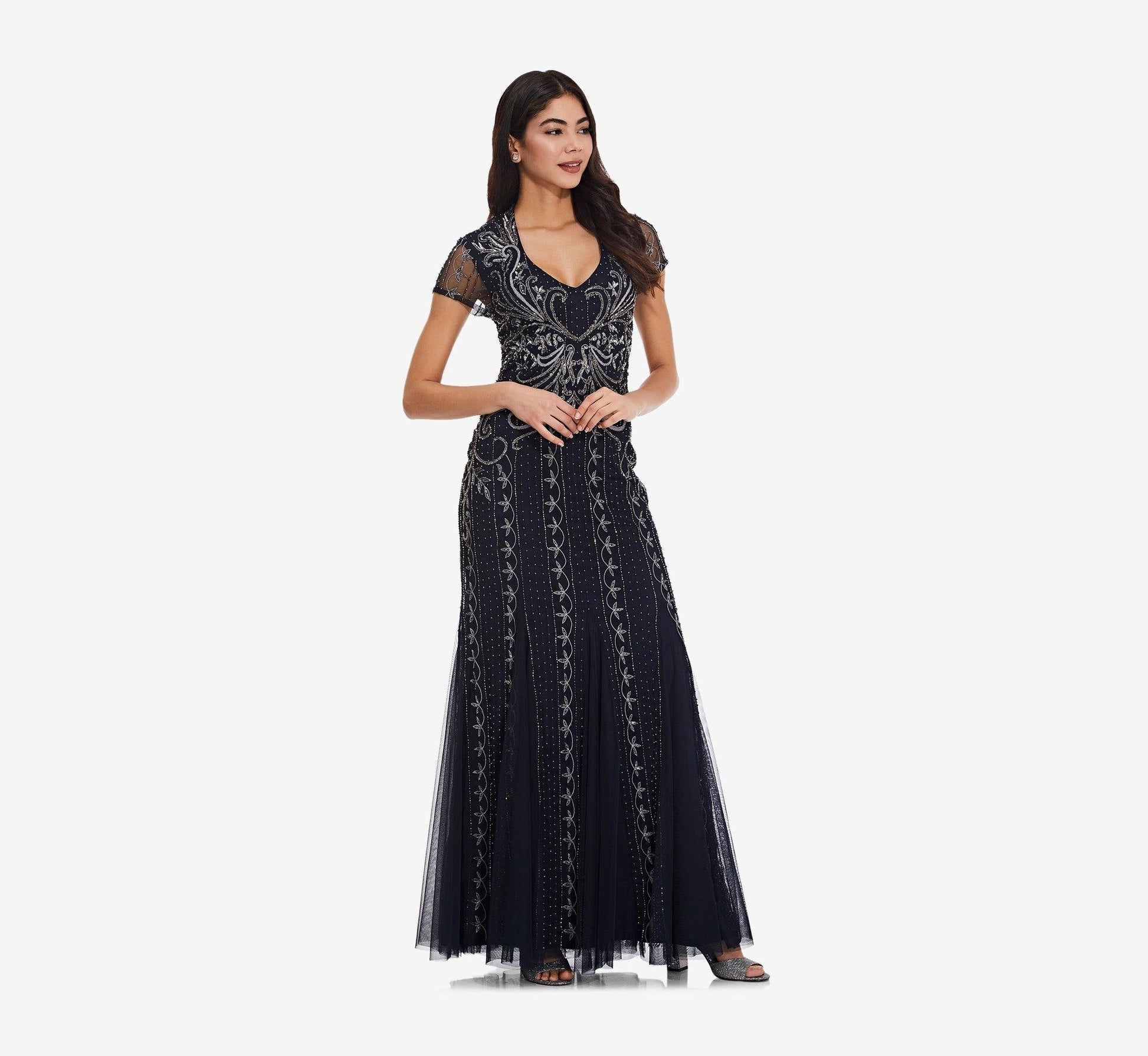 Adrianna Papell Long Formal Beaded Dress AP1E207147 - The Dress Outlet